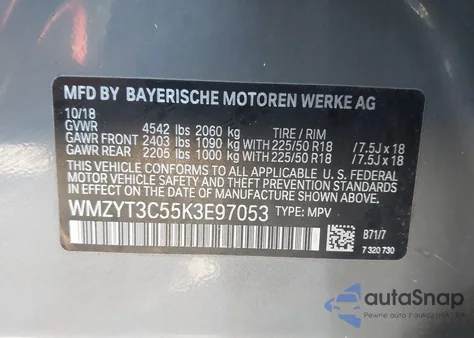 2019 Mini Countryman Cooper S z USA, uszkodzony, nr VIN WMZYT3C55K3E97053